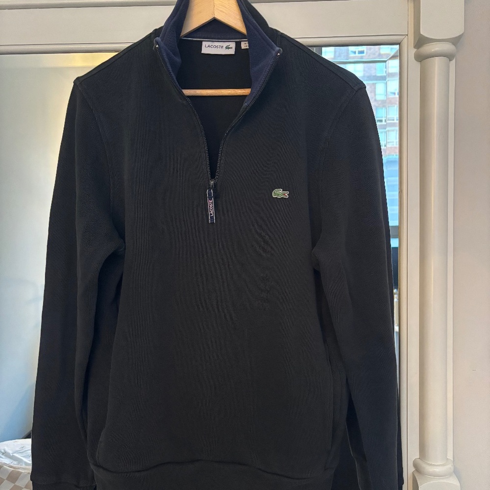 Lacoste black half zip men’s sweater size L